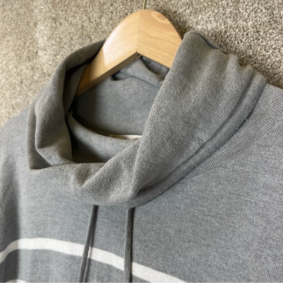 Max Studio Sweater Womens Large Gray Stripe Cowl Neck Pullover Stretch- 2984* - Picture 5 of 11